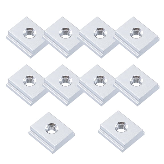 10 Pack M6 Aluminum T-Nuts for T-Slots Heavy Duty T-Track Sliding Nuts for Rooftop Tents, Mounting Hardware, Woodworking Tool Jigs & Screw Slot Fasteners, 1.18" x 0.91" x 0.31"