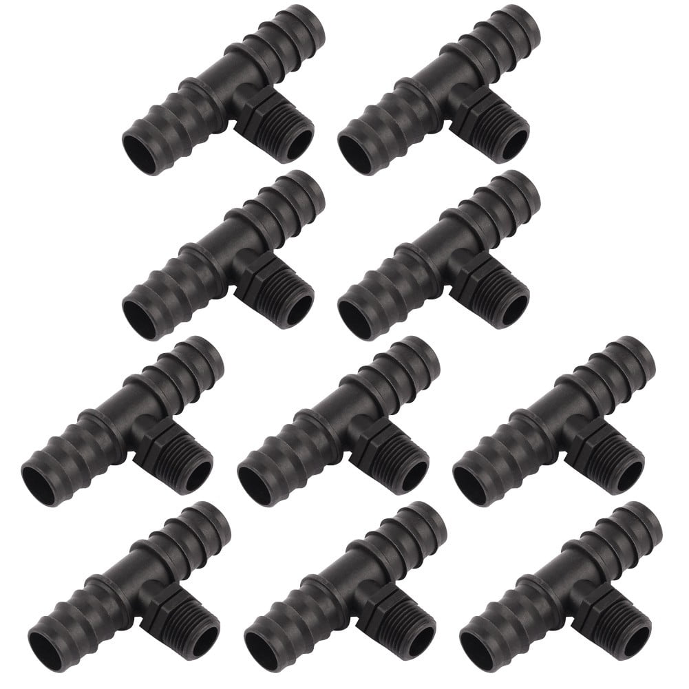 10 Pcs Tee Hose Tconnector In Different Sizes With AG Drip LinePlastic
