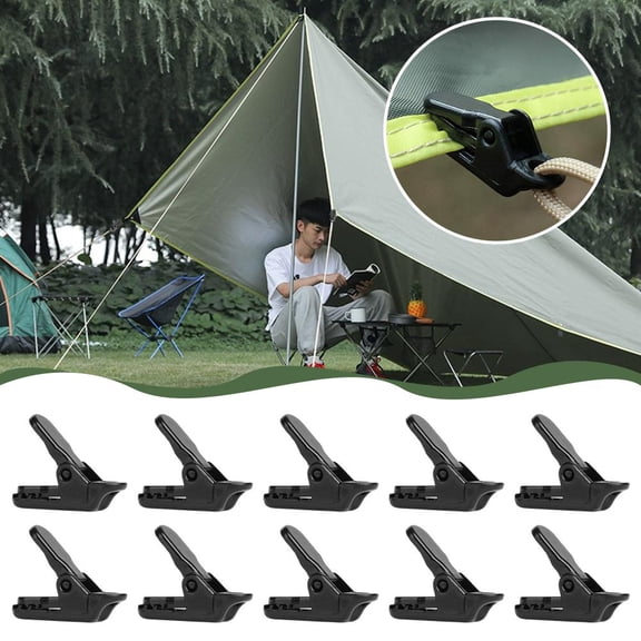 10 Pcs Tent Clips, Heavy Duty Tarp Clamps for Camping Canopy, Windproof Polycarbonate Fasteners for Rainfly and Shade Sail