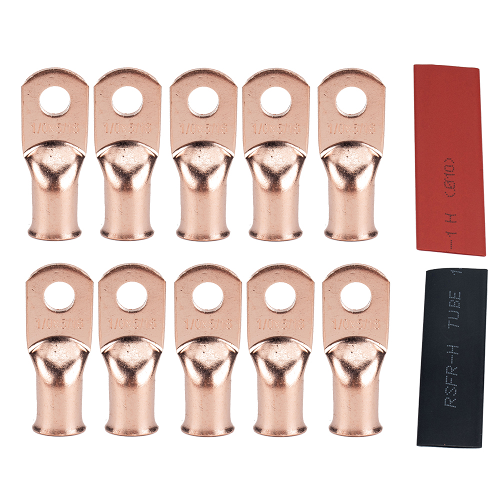 10 Pcs Terminals Crimp Ring Cable Lug Wire Connector Bare Copper