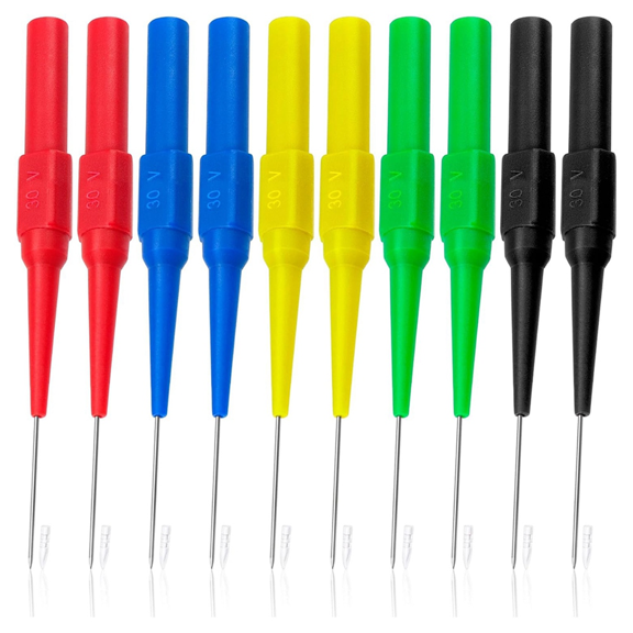 HOT 10 Pcs Test Probe Pins, Stainless Steel Insulation Non-Destructive Pin, 0.7 mm Wire Piercing Pin,Multimeter Probes