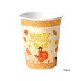 thumbnail image 1 of 10 Pcs Thanksgiving Disposable Paper Cups,Autumn Pumpkin Maple Leaf Turkey Pattern Decor Cup for Livingroom Picnic Holiday Gathering, 1 of 6