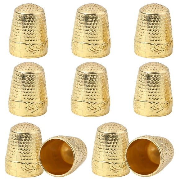GOOHOCHY Thimble Ring Metal Sewing Thimbles for Finger 10Pcs Golden Puncture Assistance
