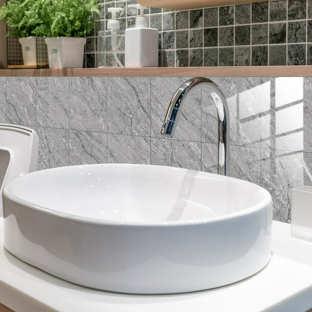 10 Pcs Tile Stickers Light Gray Selfadhesive Waterproof Vinyl Peel and