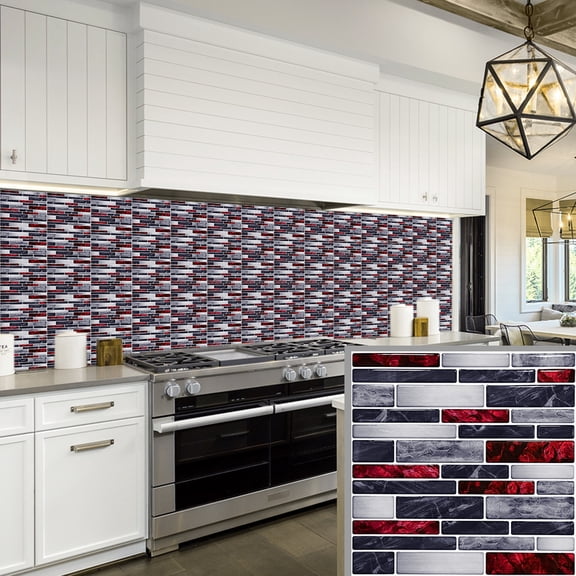 10 Pcs Tile Stickers Self-adhesive Waterproof Peel and Stick Red Brick Vinyl Decals 6"x6"