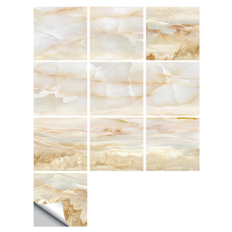 10 Pcs Tile Stickers Vinyl Selfadhesive Waterproof Marble Decals Peel