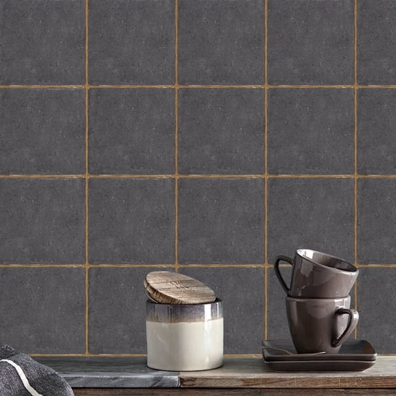 10 Pcs Tile Wall Decals Thicken Tile Stickers Kitchen Backsplash Decor Peel and Stick Removable Tiles Transfers Sticker 6x6inch Gray