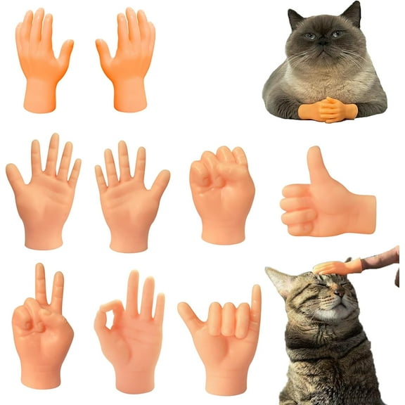 10 Pcs Tiny Hands for Cat Funny Rubber Small Hand Finger Puppet Mini Hands for Cats Photograph, Gag Performance Party Favors