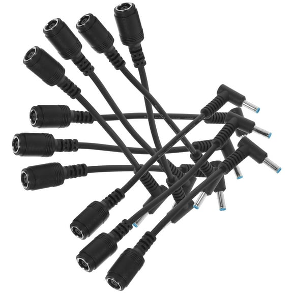 10 Pcs Tip Adapter Connector Converter Plug Cable Laptop Power Cord Charging Black