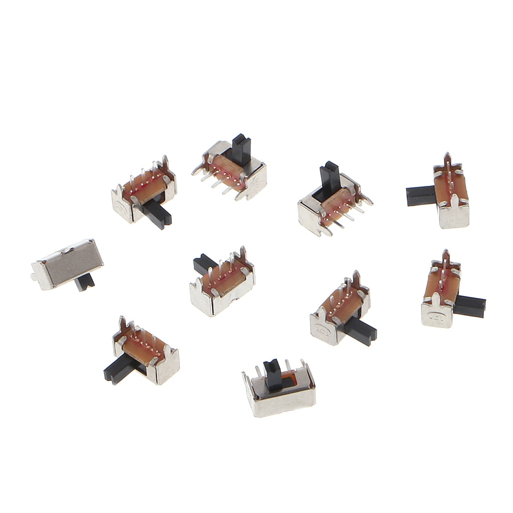 10 Pcs Toggle Vertical Slide Switch 1P2T 3 Pin 3mm Shank For PCB Mount ...