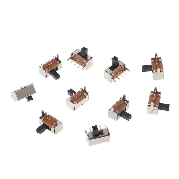 10 Pcs Toggle Vertical Slide Switch 1P2T 3 Pin 3mm Shank For PCB Mount SK12D07-V