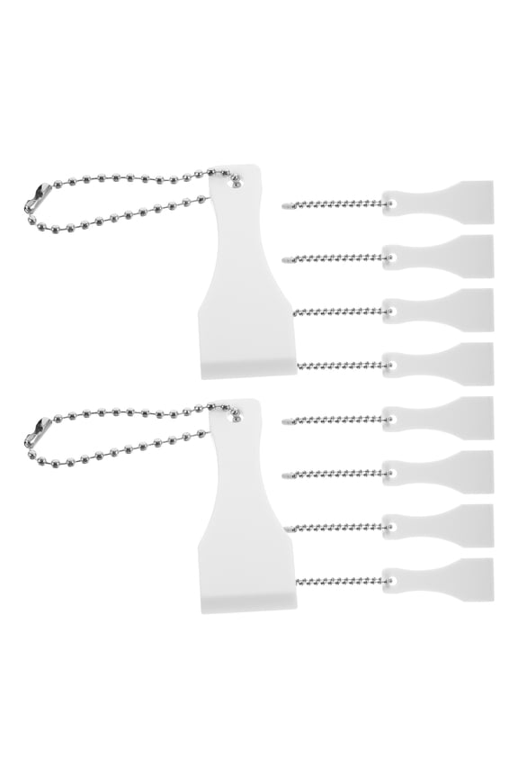 10 Pcs Tool Car Cleaning Label Remover Lottery Scraper Scratch Ticket Scratcher Accessories Key Chain White Plastic