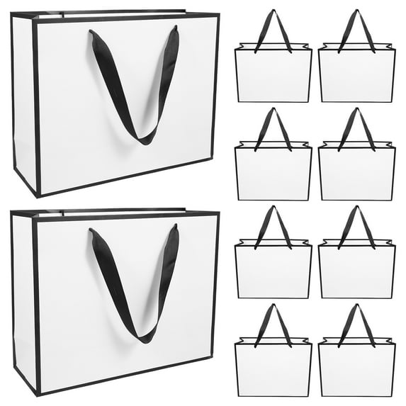 Homoyoyo White Paper Tote Bags - Lightweight, , Reusable Shopping Bags for Groceries and Everyday Use
