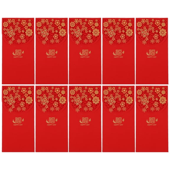 10 Pcs Traditional Red Pockets Chinese New Year Envelopes Packets