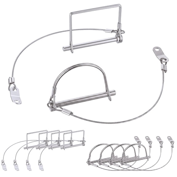 10 Pcs Trailer Coupler Pin with Steel Quick Release Ring Shaft Locking Hitch Pin for Farm Trailers, Wagons, Towing, Lawn Equipment, and Hitches Silver, Prevents Loss and Ensures Secure Towing