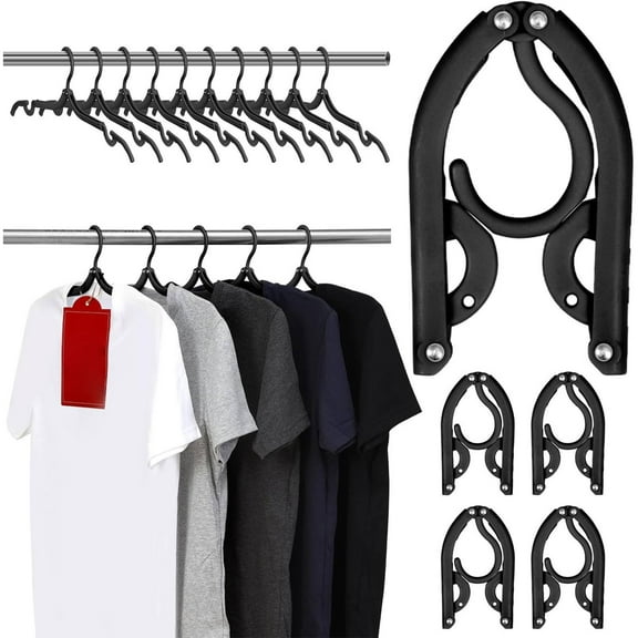 10 Pcs Travel Hangers – Portable Folding Hangers for Suitcase,Cruise,Rv Camping,Airplane Travel,and Europe Vacation Must Haves 2025 – Black