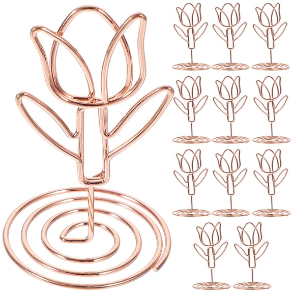 STRANDCHIC 10Pcs Shaped Rose Table Card Holders Iron Memo Clips for Notes Display and Photo Stand
