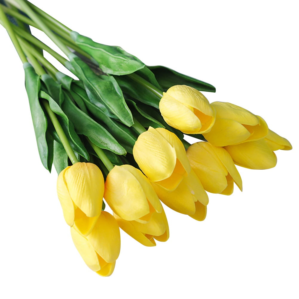 10 Pcs Tulips Artificial Fake Flowers, Pu Real Touch Flowers for Spring