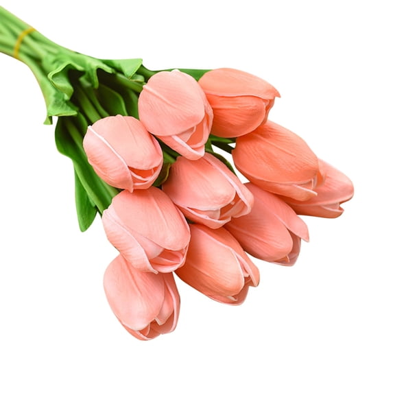 10 Pcs Tulips Artificial Flowers, Real Touch PU Fake Tulip Stems for Easter Spring Wedding Bouquet, Home Centerpiece Floral Arrangement Table Decor
