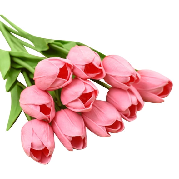 10 Pcs Tulips Artificial Flowers, Real Touch PU Fake Tulip Stems for Easter Spring Wedding Bouquet, Home Centerpiece Floral Arrangement Table Decor