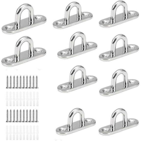 10 Pcs U-Shaped Screw-In Hooks, 15 x 45mm Base Ceiling Hooks, for Hanging Objects, Boat Accessories, Wall or Ceiling Mounting