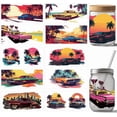 thumbnail image 1 of 10 Pcs UV DTF Cup Wrap Transfer Sticker 10 Styles Sunset Car Coconut Trees Retro Transfer Paper Rub on Stickers PVC Cup Wrap Waterproof Rub Decals, 1 of 7
