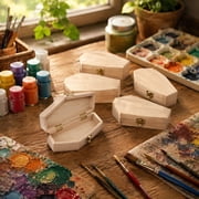 10 Pcs Unfinished Wood Coffin Boxes with Hinged Lids, Mini DIY Craft Storage Boxes for Gothic Decor