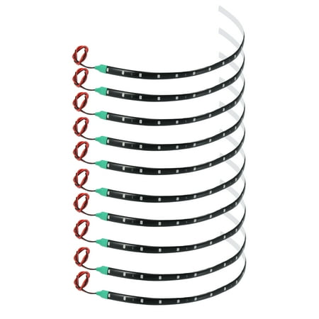 10 Pcs Universal Interior LED Strip Light 12V Flexible Waterproof Underglow Lights for Vehicles Motorcycles Green Lights