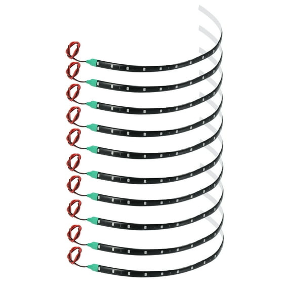 10 Pcs Universal Interior LED Strip Light 12V Flexible Waterproof Underglow Lights for Vehicles Motorcycles Green Lights