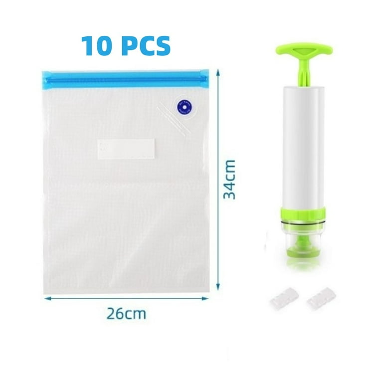 10 Pcs Vacuum Bags Reusable Sealer Bag With Hand Pump Sealing Clips Food Storage Walmart