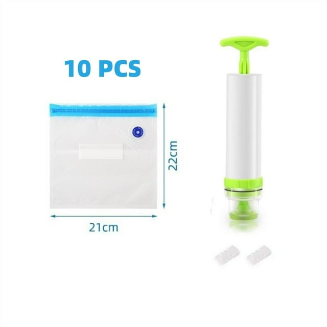 10 Pcs Vacuum Bags Reusable Sealer Bag with Hand Pump Sealing Clips