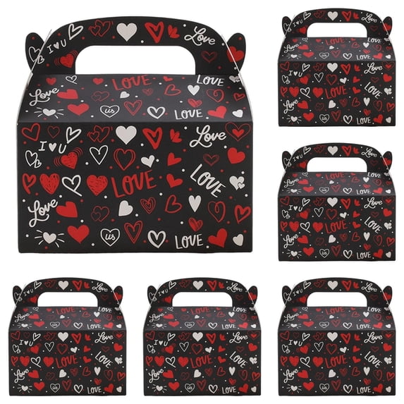 10 Pcs Valentines Box,Valentine's Day Gift Treat Boxes,Cookie Boxes with Colorful Heart shaped Design for Party Favor,Classroom Exchange Prizes,Valentines Candy Boxes(Black)