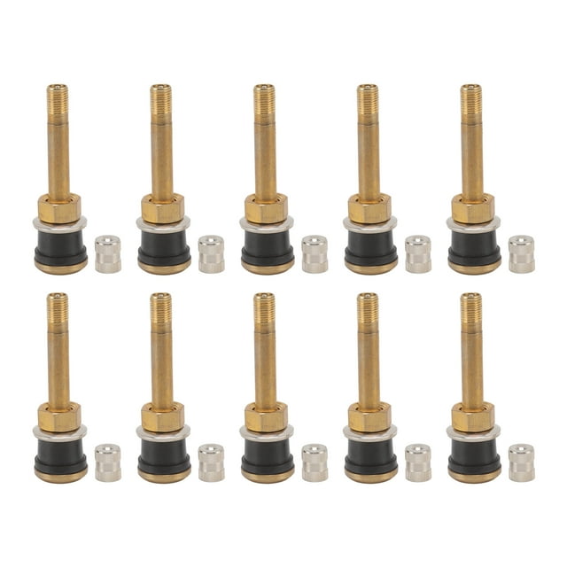 10 Pcs Valve Stems Straight Brass Heavy Duty Clamp in Tubeless Truck