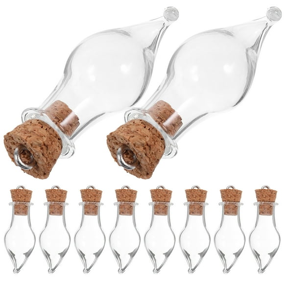 10 Pcs Vase Glass Jar with Lid Glass Bottles with Cork Tiny Jars with Cork Sheep Eye Container Wooden