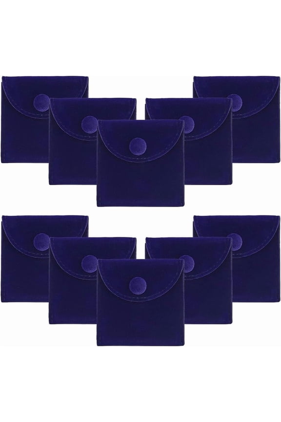 10 Pcs Velvet Jewelry Pouches with Button 2.75x2.75inch Square Velvet Jewelry Storage Bags Luxury Gift Bag and Jewellery Necklace Bracelet Packing Midnight Blue