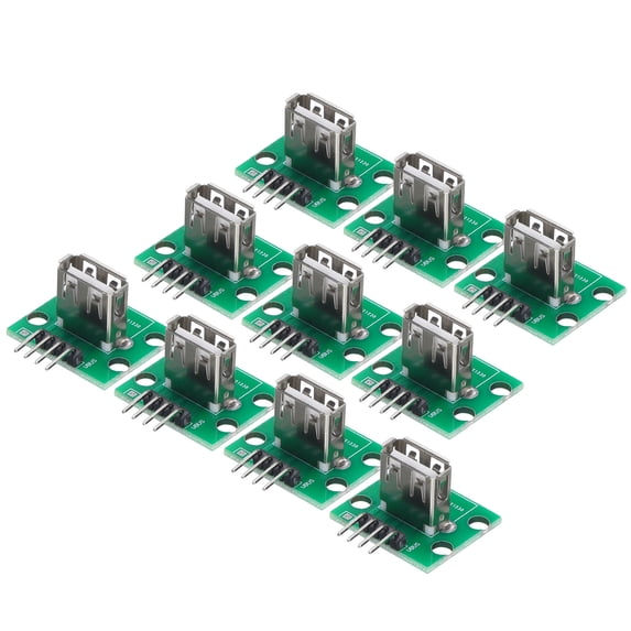 10 Pcs Vertical USB 2.0 Type a Female Adapter Breakout Board with PCB Board