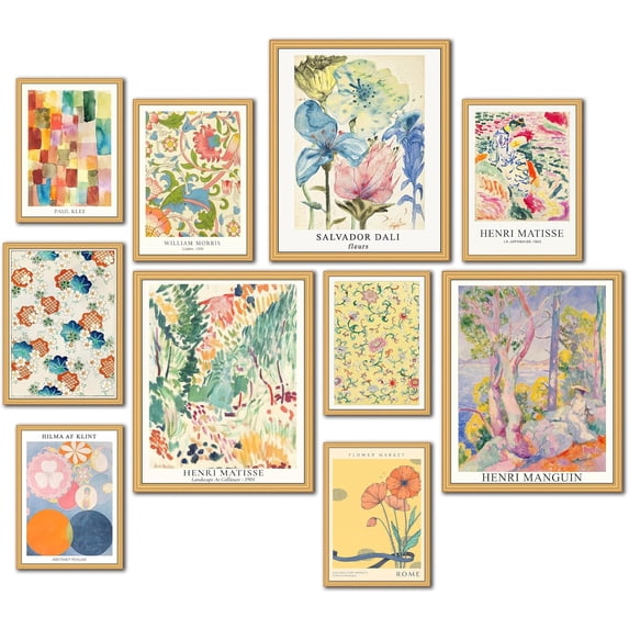 10 Pcs Vintage Eclectic Wall Art Prints, Trendy Maximalism Poster for Aesthetic, Abstract Eclectic Wall Decor Van Gogh William Morris Matisse Monet Maximalist Famous (Unframed)