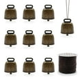 thumbnail image 1 of 10 Pcs Vintage Ornament Bells with 66 Yards Elastic String, Small Brass Bells, Loud Cow Horse Sheep Grazing Copper Bells, Bronze Bells Metal Bells, 1 of 7