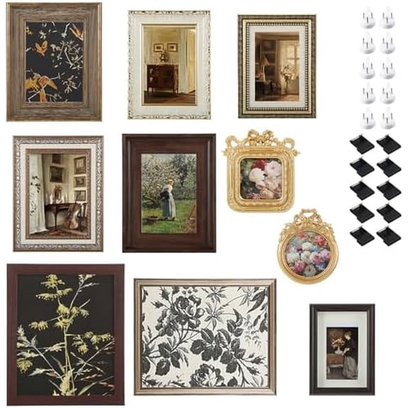 10 Pcs Vintage Picture Frames for Wall or Tabletop Display, French Country Photo Frames Vintage Antique Wall Art Set for Gallery Bedroom Living Room Decor$$Home Decor, Kitchen, & Other
