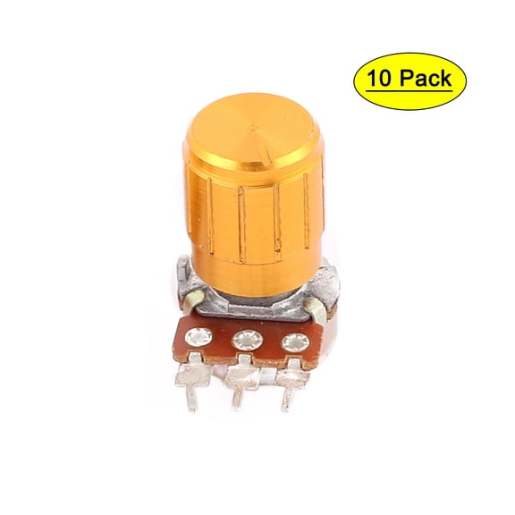 10 Pcs WH148-B1M 1M Ohm Rotary Linear Taper Potentiometers w Golden Knob