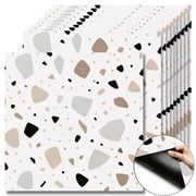 10 Pcs Warm Neutral Terrazzo Peel and Stick Floor Tiles, 12x12 in Covers 10 Sq. Ft. Self-Adhesive DIY Vinyl Flooring, Removable & Waterproof for Bathroom, Kitchen, Walls, Bedroom