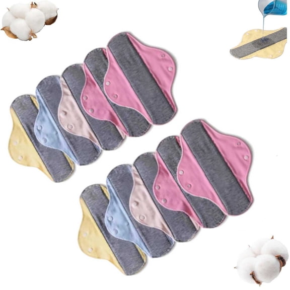 10 Pcs Washable Sanitary Napkins, Leak-Proof & Waterproof Washable Incontinence Pads, Reusable Menstrual Pads, Menstrual Incontinence Pads