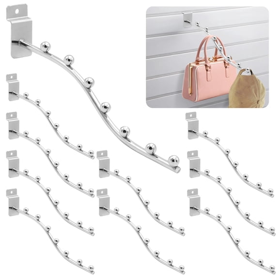 10 Pcs Waterfall Slatwall Hooks, S-type 7-ball Waterfall Display Hooks, Heavy Duty Grid Wall Hangers, 9.8" Faceout Hooks for Garages, Retail Shops Display