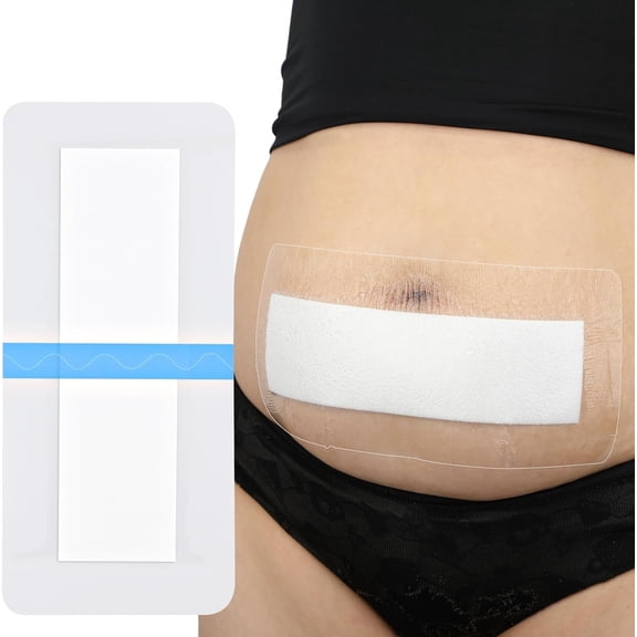 10 Pcs Waterproof C Section Shower Cover 4"x8" Tummy Tuck Scar Hysterectomy Incision Protector Bandages C-Section Recovery Must Haves for Stomach Belly Surgery Wound Dressing