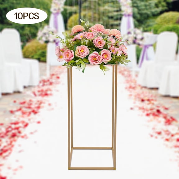 10 Pcs Wedding Flower Stand, 31.49" Gold Metal Vase Stand Column, Wedding Table Centerpiece for Party, Event, Home Decor