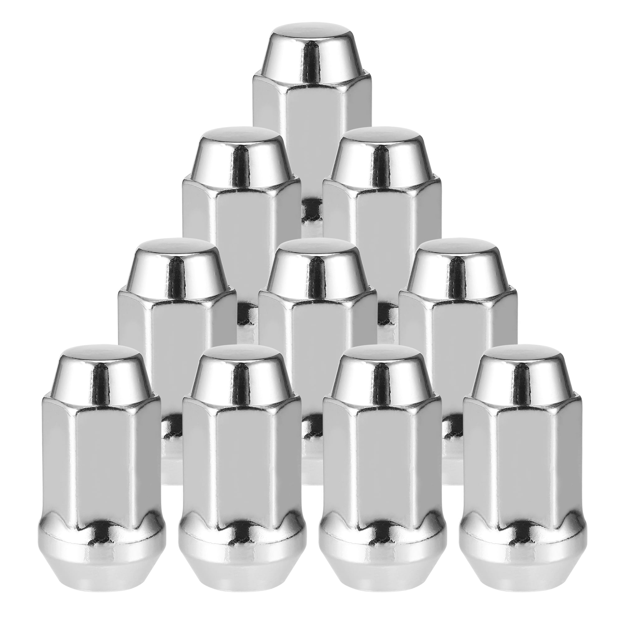 10 Pcs Wheel Lug Nuts Compatible for Ford Explorer for Lincoln MKS 1/2-20 Silver Tone Tire Lugnuts