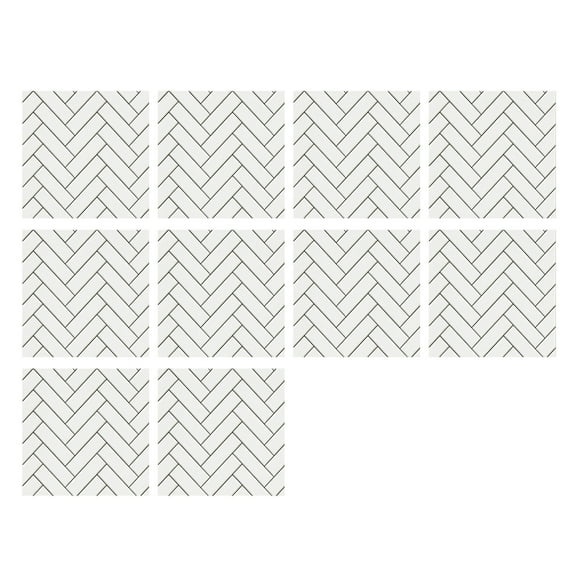 10 Pcs White Brick Pattern Crystal Hard Decorative Tile Sticker, 11.8 x 11.8 in / 30 x 30 cm Removable Peel and Stick Tile for Kitchen Backsplash, Decorative Accessories