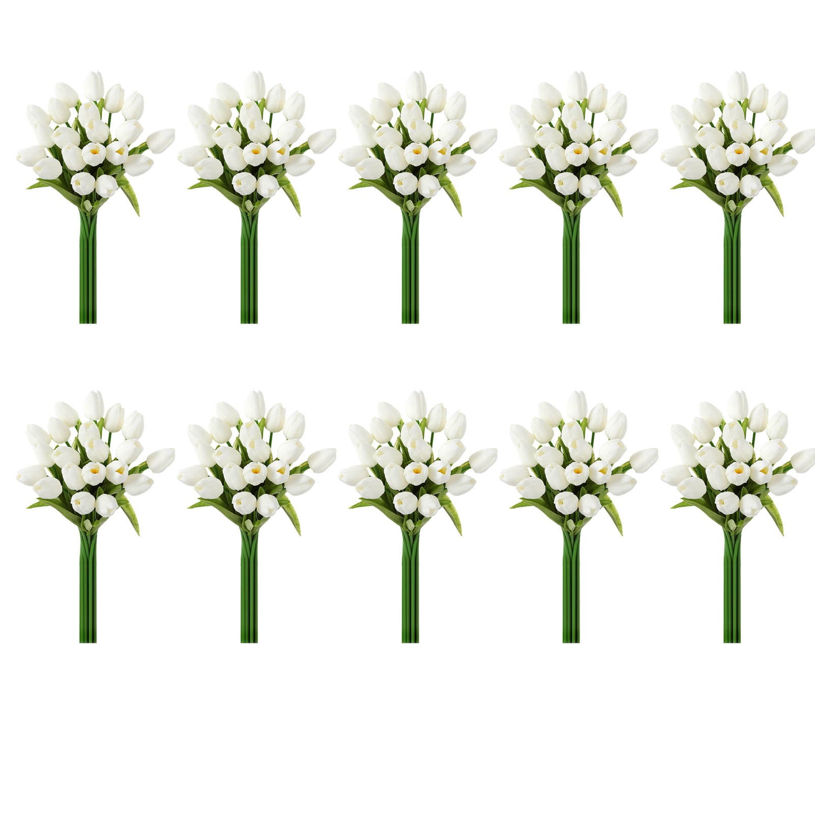 10 Pcs White Flowers Silk Flowers 13.5" For Easter Day Home Kitchen