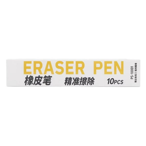 10 Pcs White Magics Erasers Wooden Eraser Pen For Precise Detail Work In Drawing Sketching And Art Projects