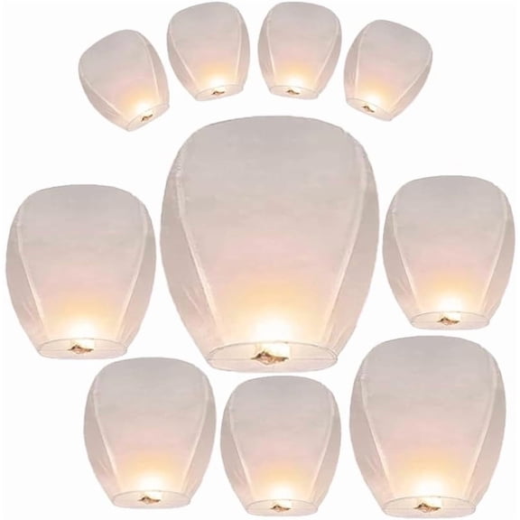 10 Pcs White Paper Lanterns, Biodegradable for Weddings, Festivals, Wishes, Memorials, Funerals, Birthdays & Parties